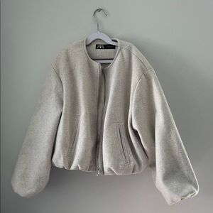 Zara Heather Gray Bomber Jacket